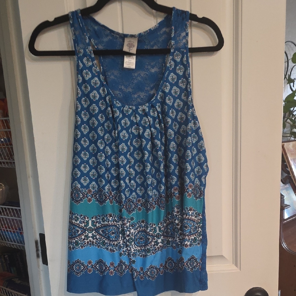 In Bloom Vibrant Blue and Teal Tank Top